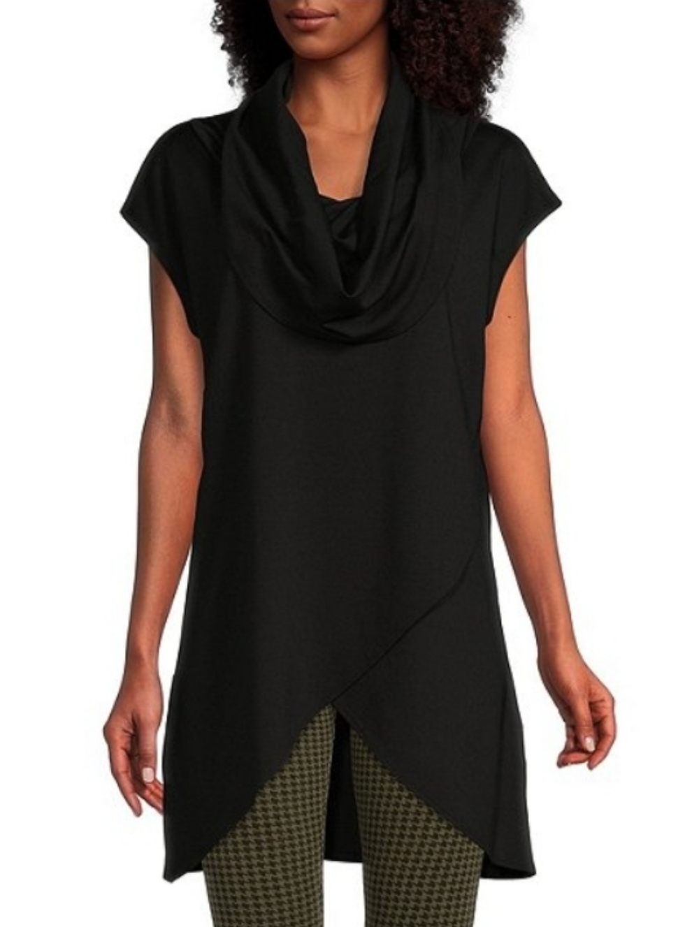 Bryn Walker Lavinia Short Sleeve Cowl Neck Tunic in black